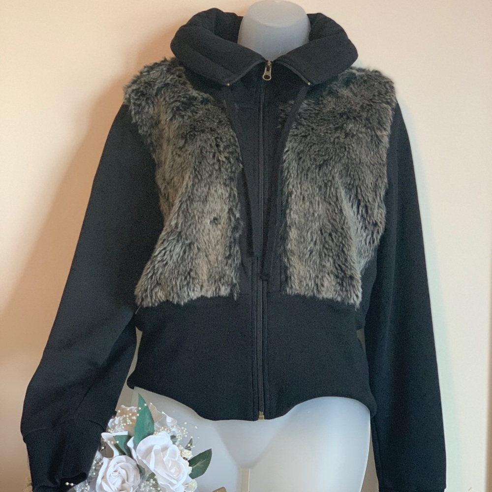 Faux Fur Zip Up Sweater
